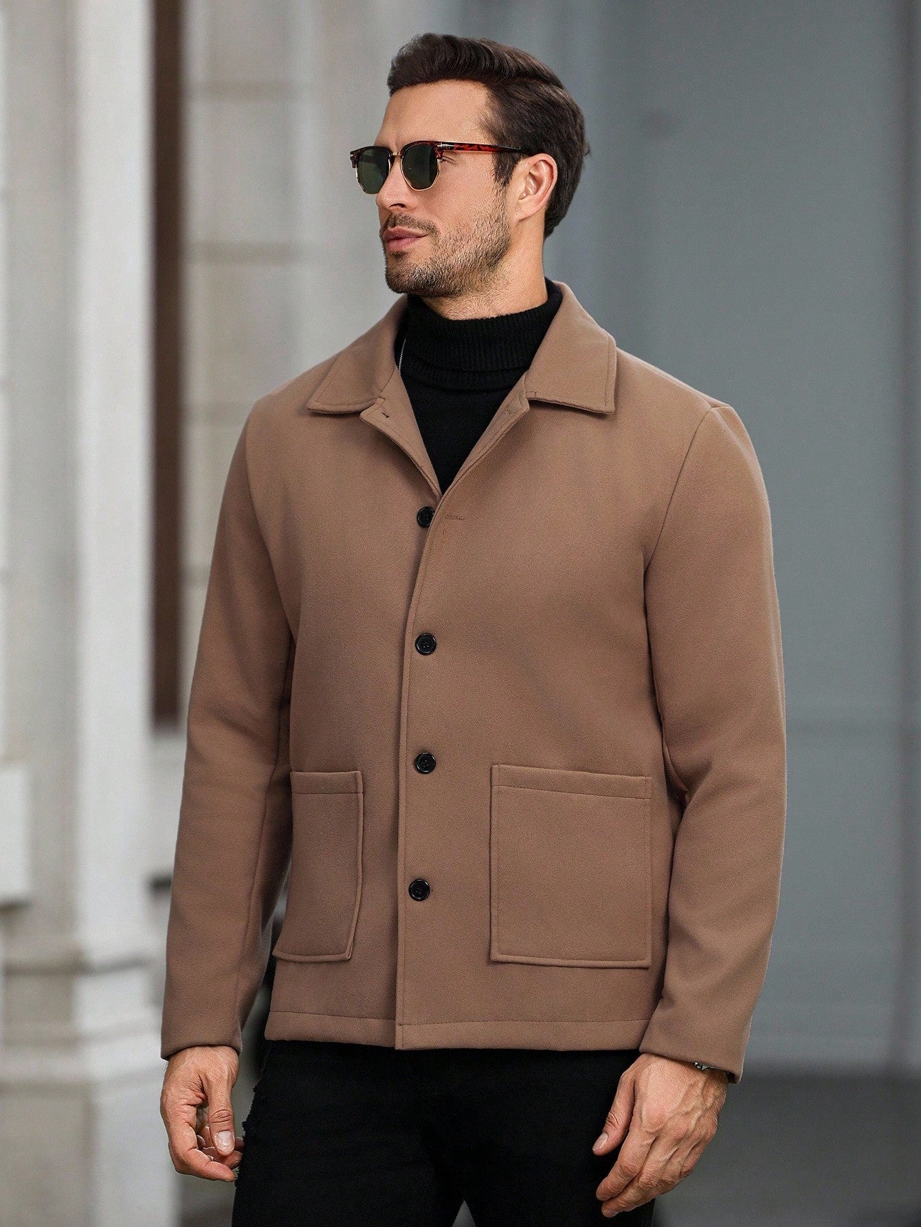 MEN'S CASUAL SOLID COLOR LONG SLEEVE COAT