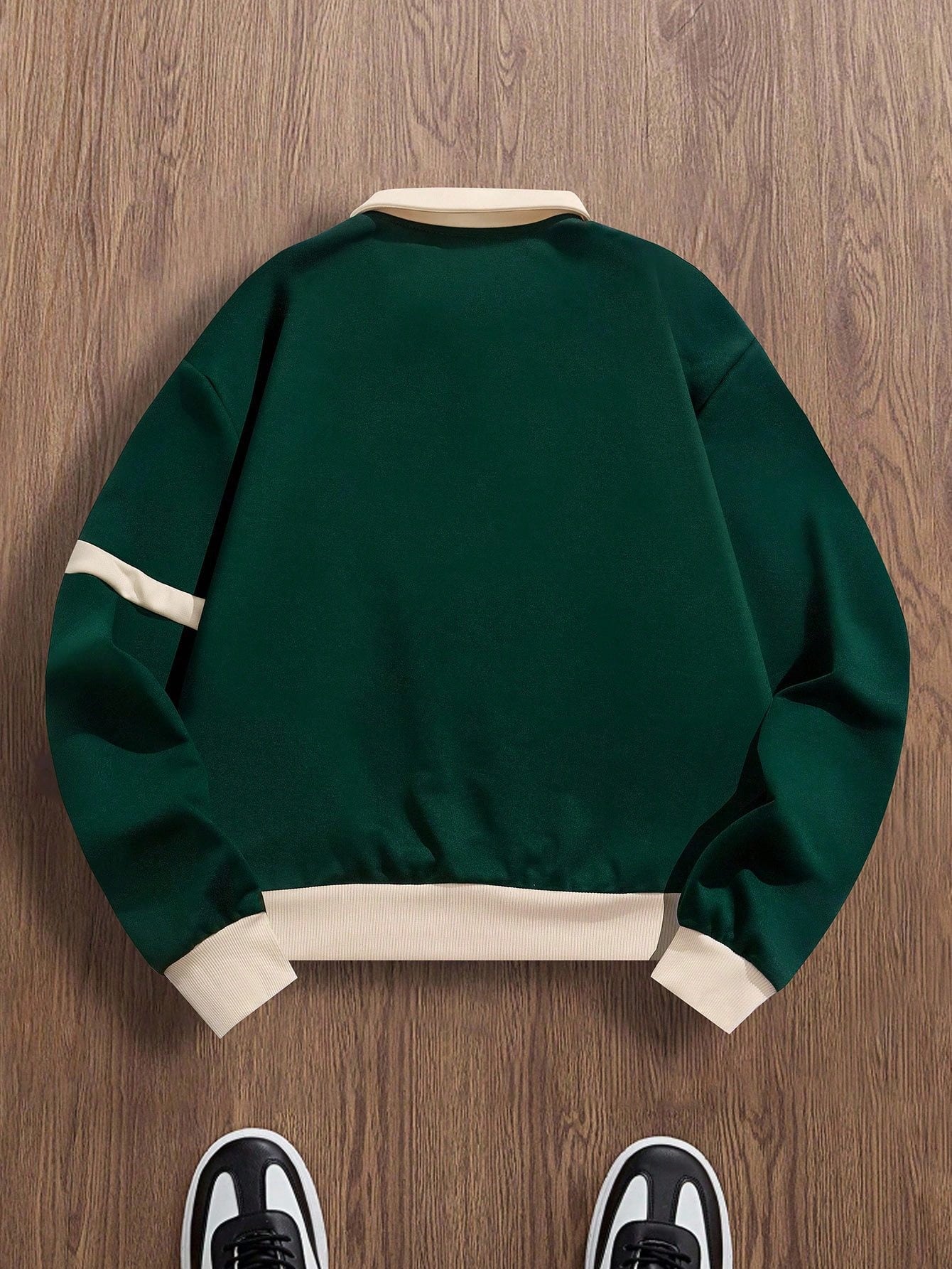 MEN'S CONTRAST COLORBLOCK COLLAR LONG SLEEVE HALF-ZIP SWEATSHIRT