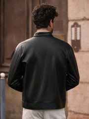 MEN'S CASUAL MULTI-POCKET PU LEATHER LONG SLEEVE JACKET