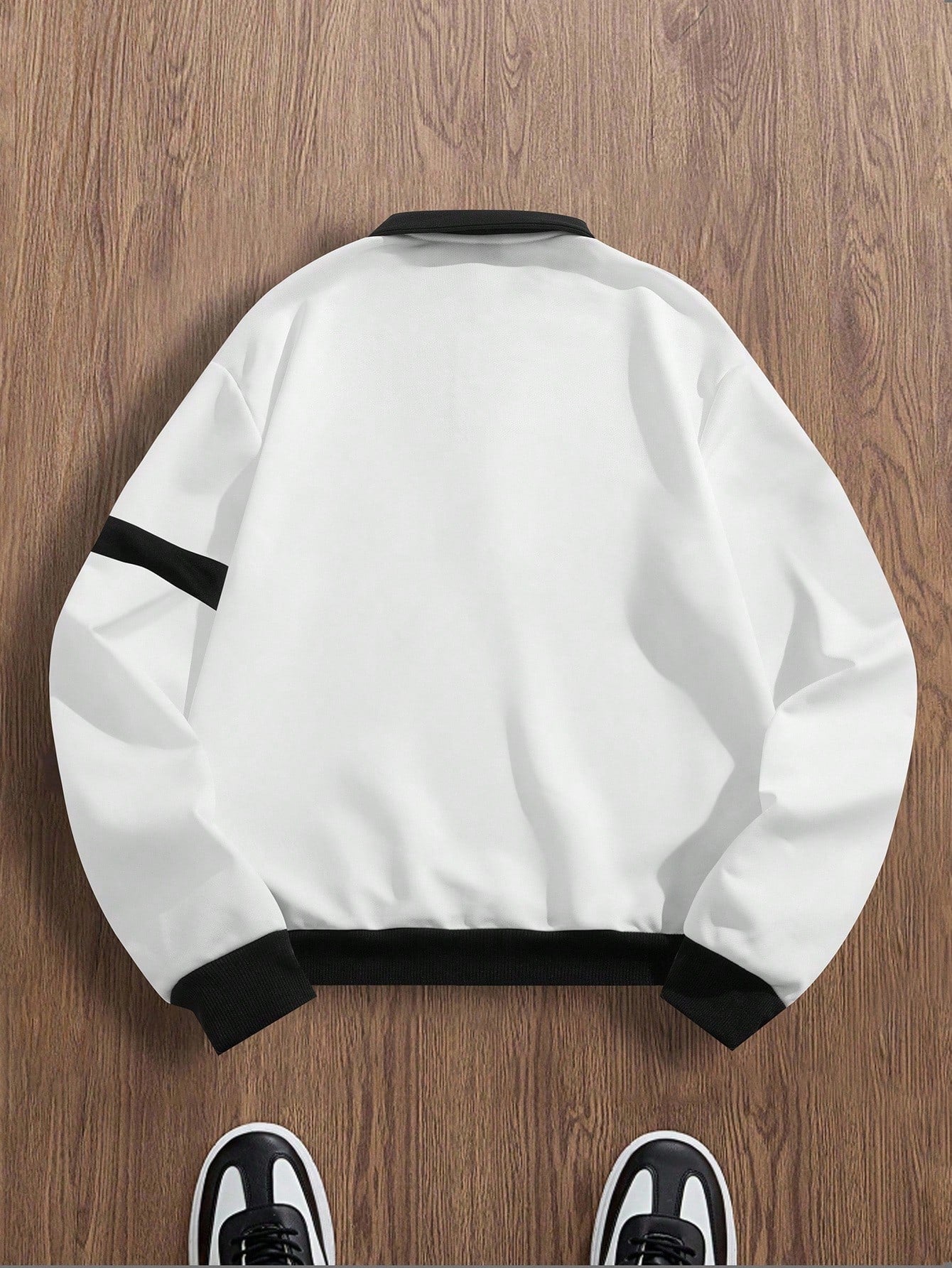 MEN'S CONTRAST COLORBLOCK COLLAR LONG SLEEVE HALF-ZIP SWEATSHIRT
