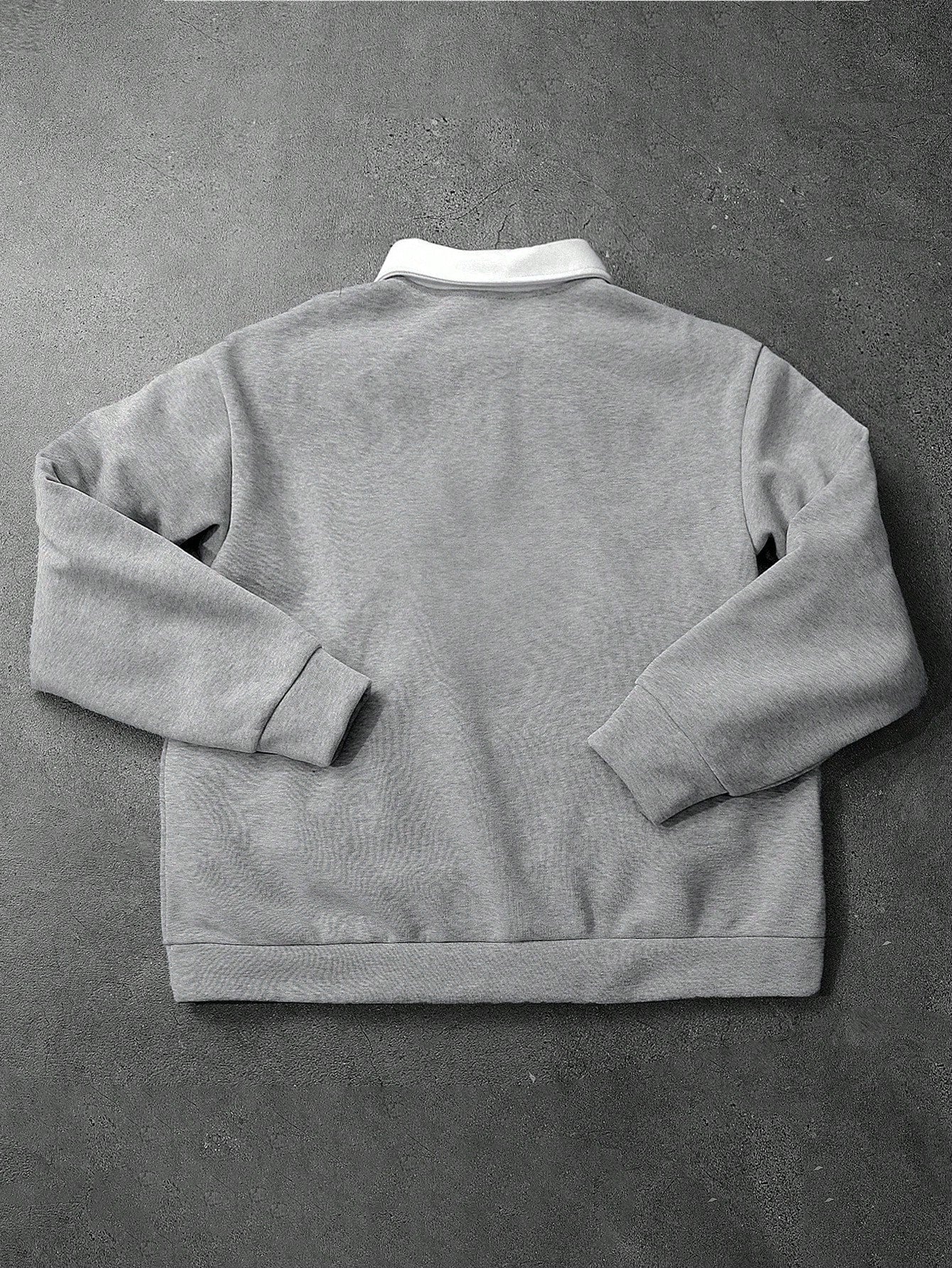 LOOSE FIT MEN'S CONTRAST COLLAR POLO NECK SWEATSHIRT