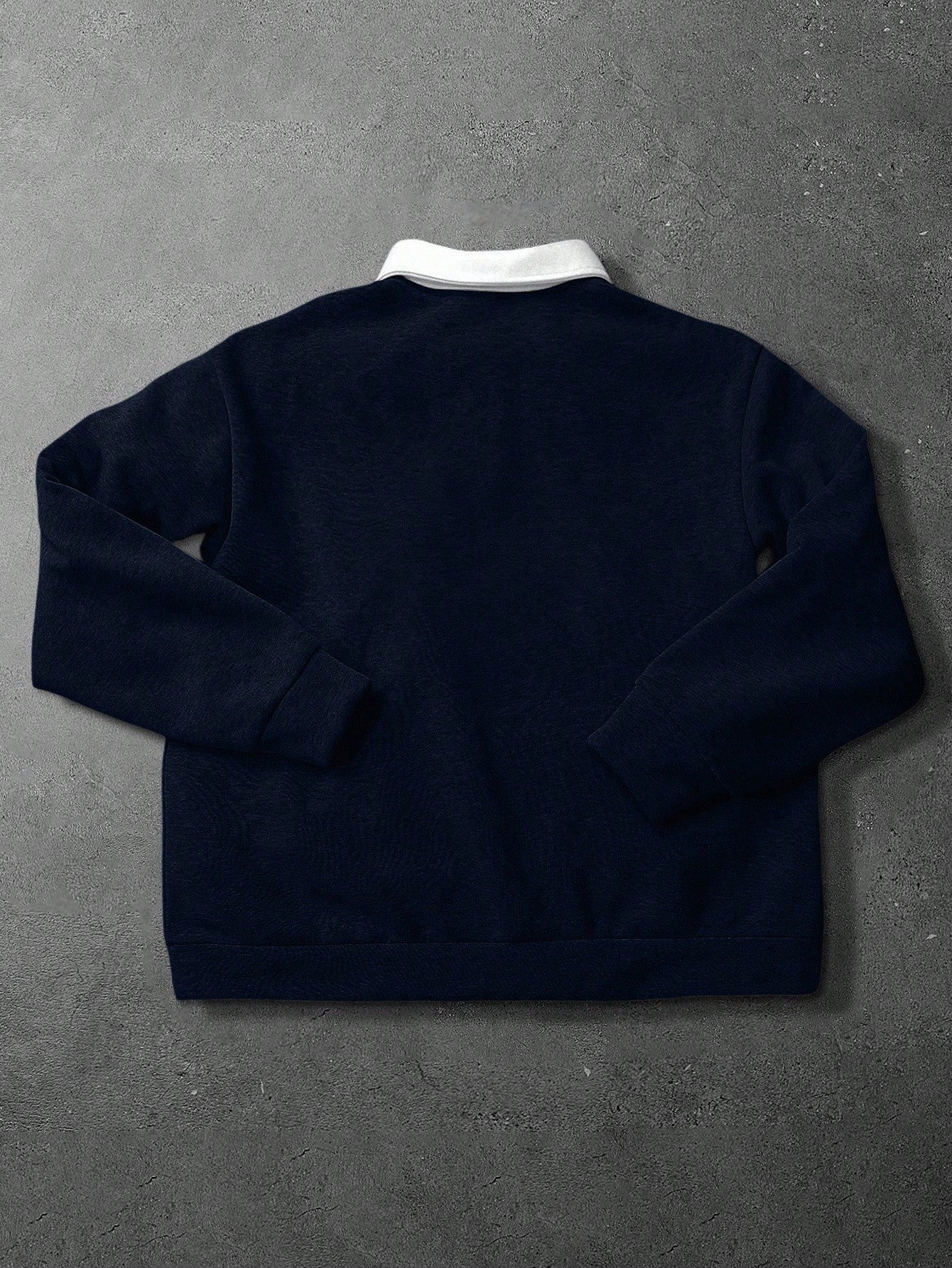 LOOSE FIT MEN'S CONTRAST COLLAR POLO NECK SWEATSHIRT