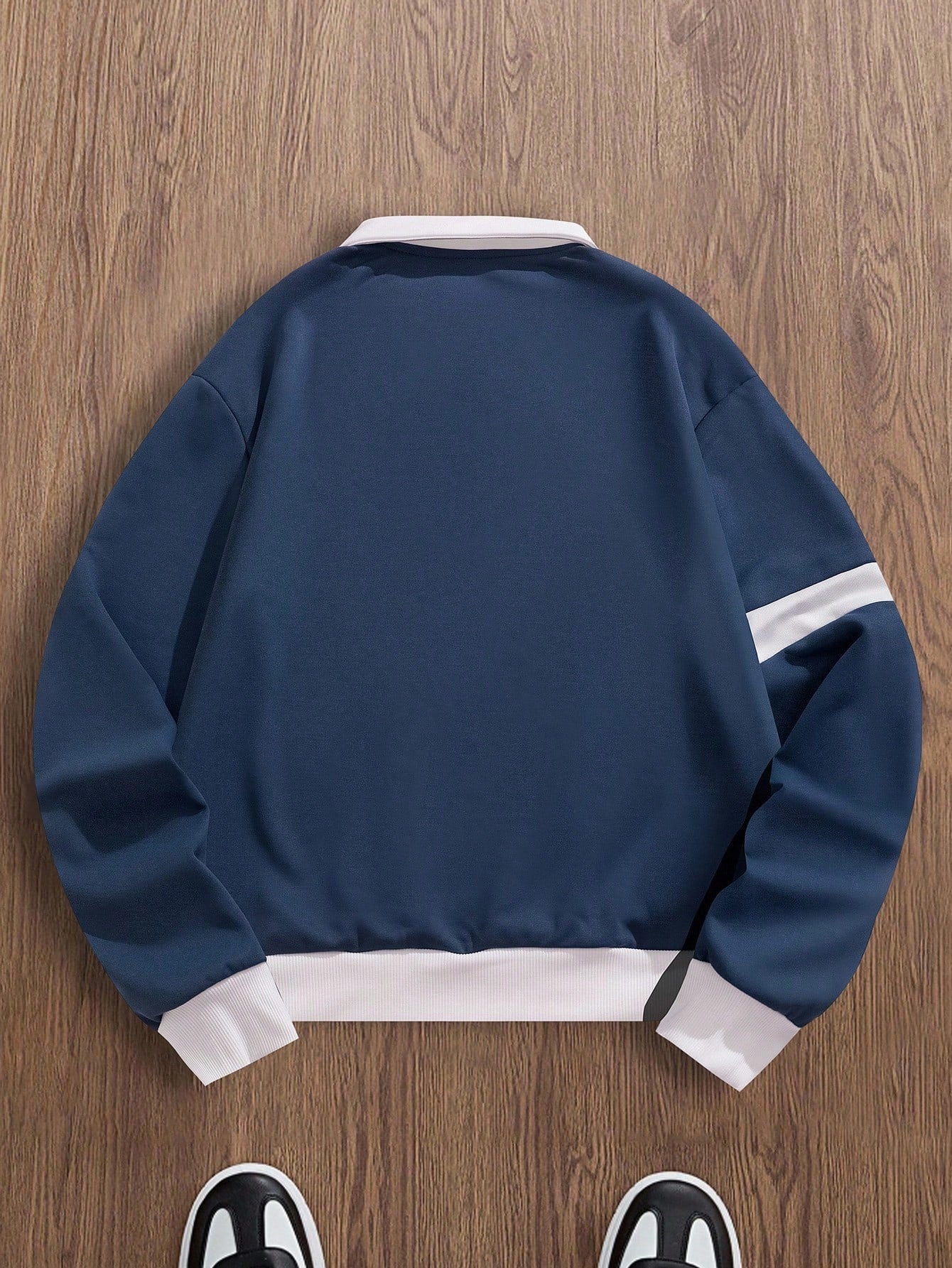 MEN'S CONTRAST COLORBLOCK COLLAR LONG SLEEVE HALF-ZIP SWEATSHIRT