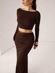 OFF SHOULDER TOP AND MERMAID HEM SKIRT SET