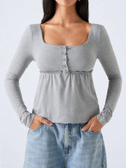 FRONT BUTTON LONG SLEEVE CASUAL SHIRT