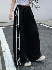 COLOR BLOCK BOW TIE DECORATED STRAIGHT PANTS