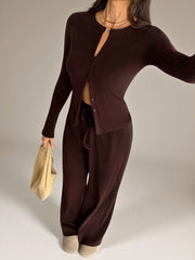 RIBBED TOP AND WIDE LEG PANTS
