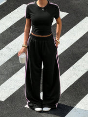 STRIPED SHORT SLEEVE T-SHIRT AND PANTS