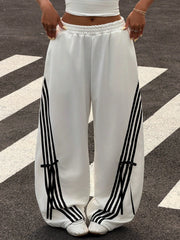 COLOR-BLOCKED STRIPED BOW-TIE WIDE-LEG PANTS