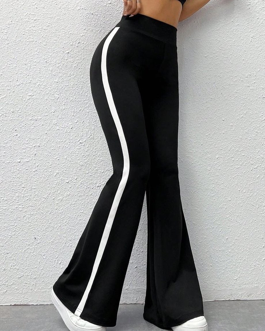 BLACK HIGH WAIST FLARE LEG PANT