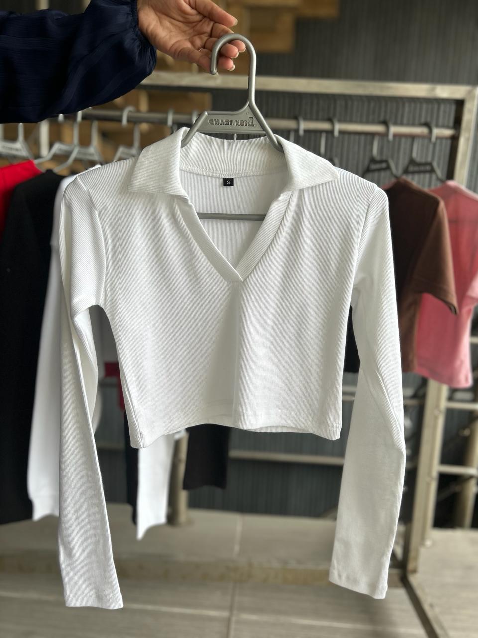 PETITE SOLID RIB-KNIT CROP TEE