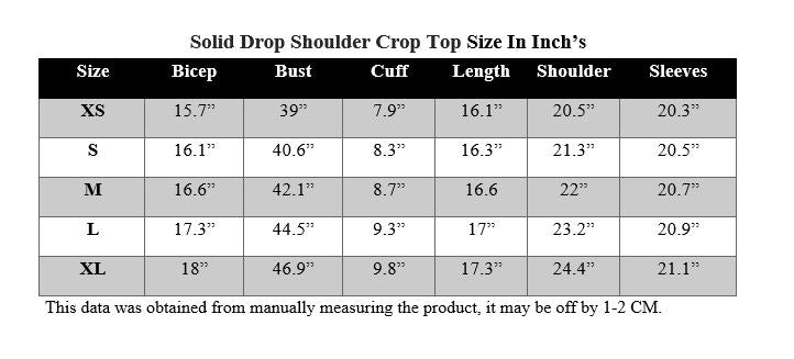 SOLID DROP SHOULDER RIB-KNIT CROP TOP
