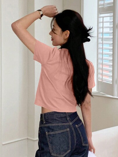 CROP ROUND NECK SHORT SLEEVE TOP