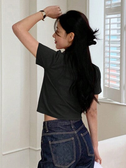 CROP ROUND NECK SHORT SLEEVE TOP