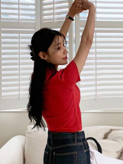CROP ROUND NECK SHORT SLEEVE TOP