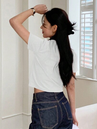 CROP ROUND NECK SHORT SLEEVE TOP