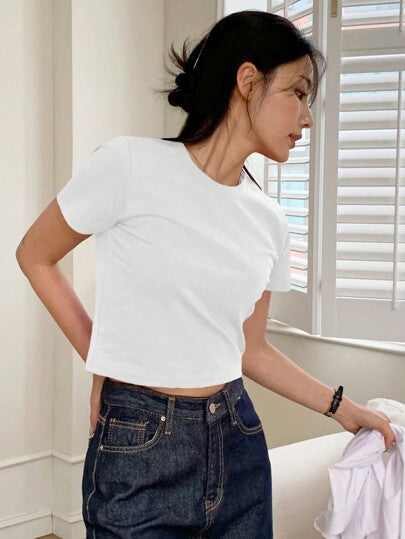 CROP ROUND NECK SHORT SLEEVE TOP