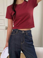 CROP ROUND NECK SHORT SLEEVE TOP