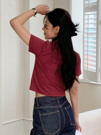 CROP ROUND NECK SHORT SLEEVE TOP