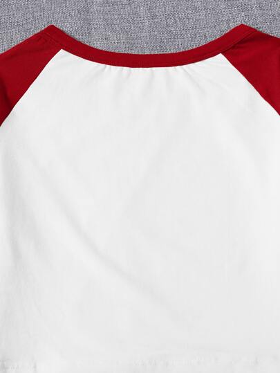 COLOR BLOCK RAGLAN SLEEVE CROPPED T-SHIRT