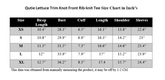 QUTIE LETTUCE TRIM KNOT FRONT RIB-KNIT TEE