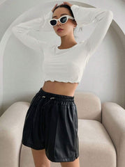 LETTUCE TRIM LONG SLEEVE CROP TEE
