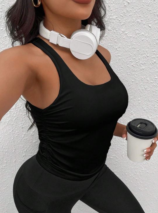 RUCHED SIDE SPORTS TANK TOP