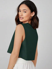 ROUND NECK SOLID TANK CROP TOP