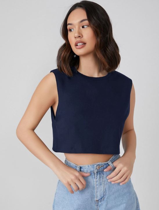 ROUND NECK SOLID TANK CROP TOP