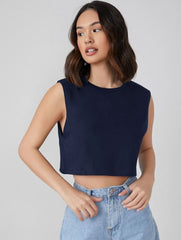 ROUND NECK SOLID TANK CROP TOP