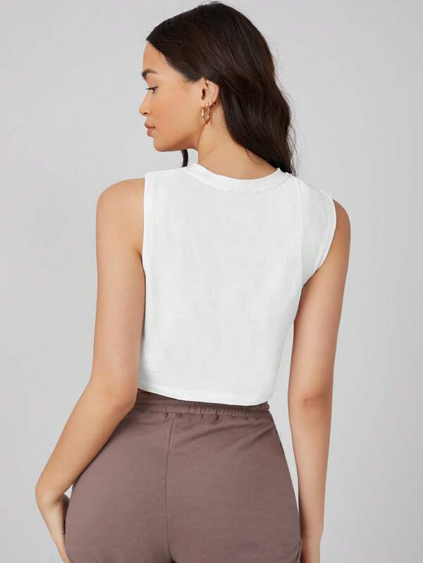 ROUND NECK SOLID TANK CROP TOP