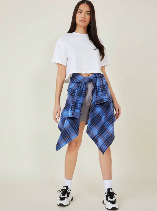 DROP SHOULDER SOLID CROP TEE
