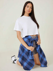 DROP SHOULDER SOLID CROP TEE