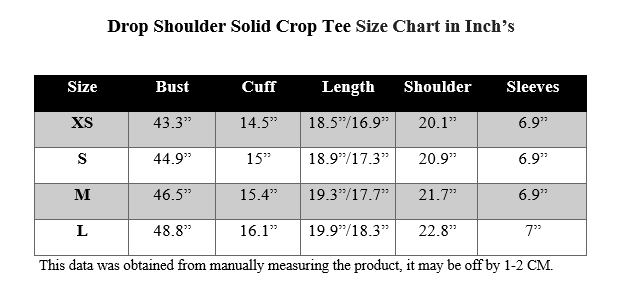 DROP SHOULDER SOLID CROP TEE