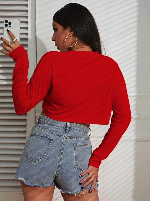 DROP SHOULDER CROP LONG SLEEVE TEE