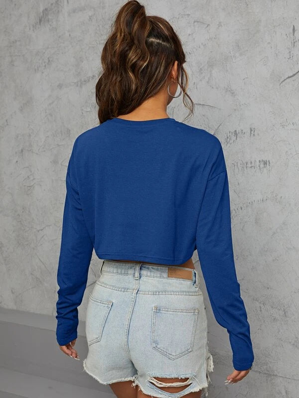 DROP SHOULDER CROP LONG SLEEVE TEE