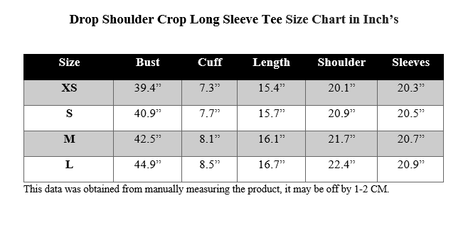 DROP SHOULDER CROP LONG SLEEVE TEE