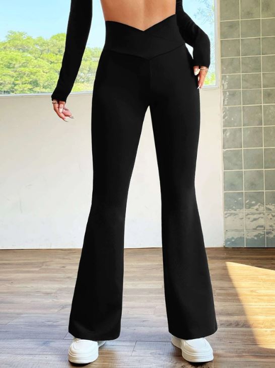 OVERLAP WAIST FLARE LEG PANTS