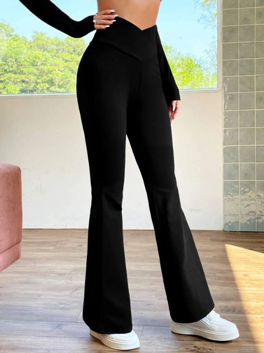 OVERLAP WAIST FLARE LEG PANTS