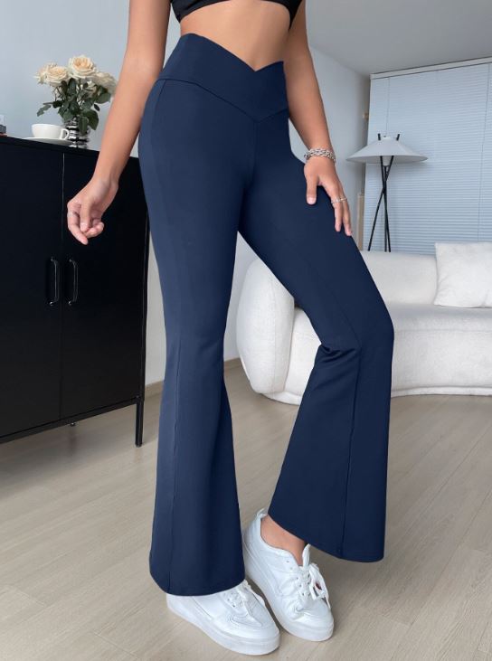 OVERLAP WAIST FLARE LEG PANTS