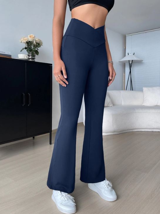 OVERLAP WAIST FLARE LEG PANTS