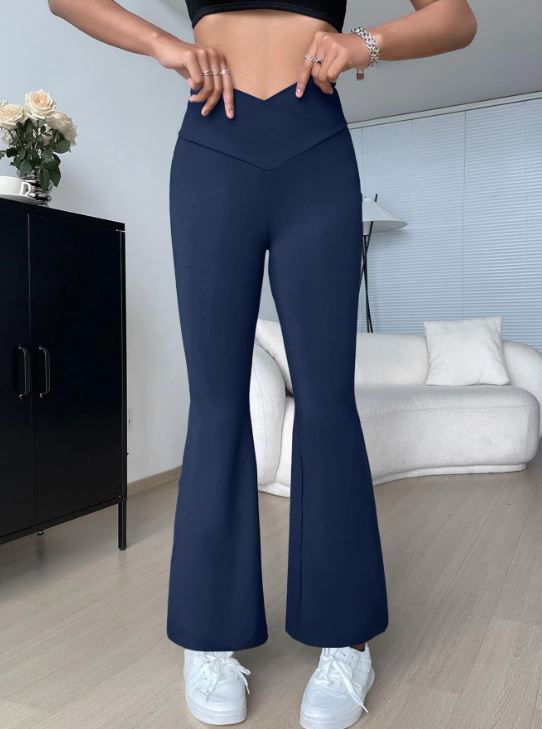 OVERLAP WAIST FLARE LEG PANTS