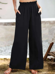 PAPERBAG WAIST WIDE LEG TROUSERS