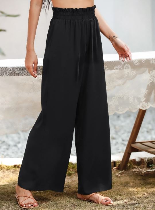 PAPERBAG WAIST WIDE LEG TROUSERS
