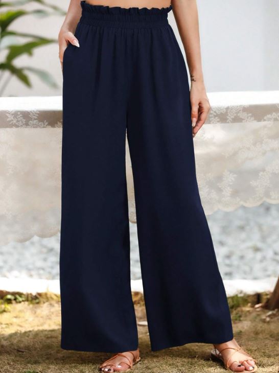 PAPERBAG WAIST WIDE LEG TROUSERS