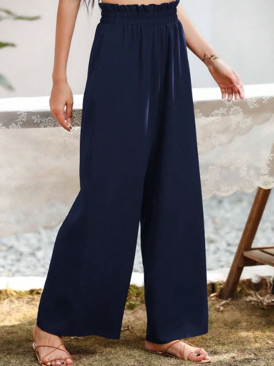 PAPERBAG WAIST WIDE LEG TROUSERS