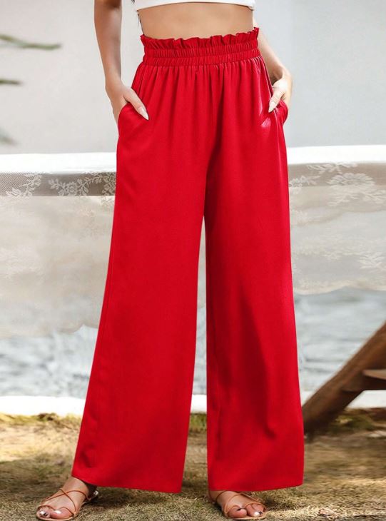 PAPERBAG WAIST WIDE LEG TROUSERS