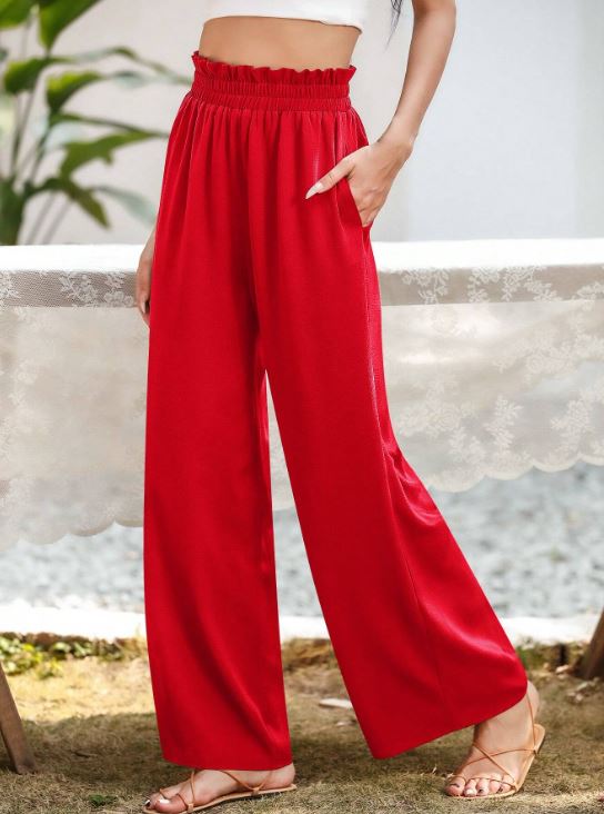PAPERBAG WAIST WIDE LEG TROUSERS