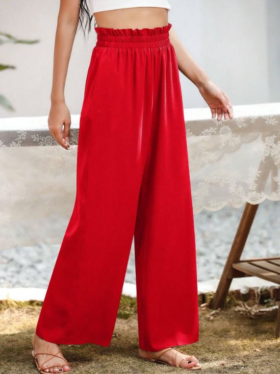 PAPERBAG WAIST WIDE LEG TROUSERS