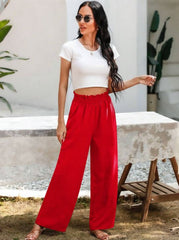PAPERBAG WAIST WIDE LEG TROUSERS